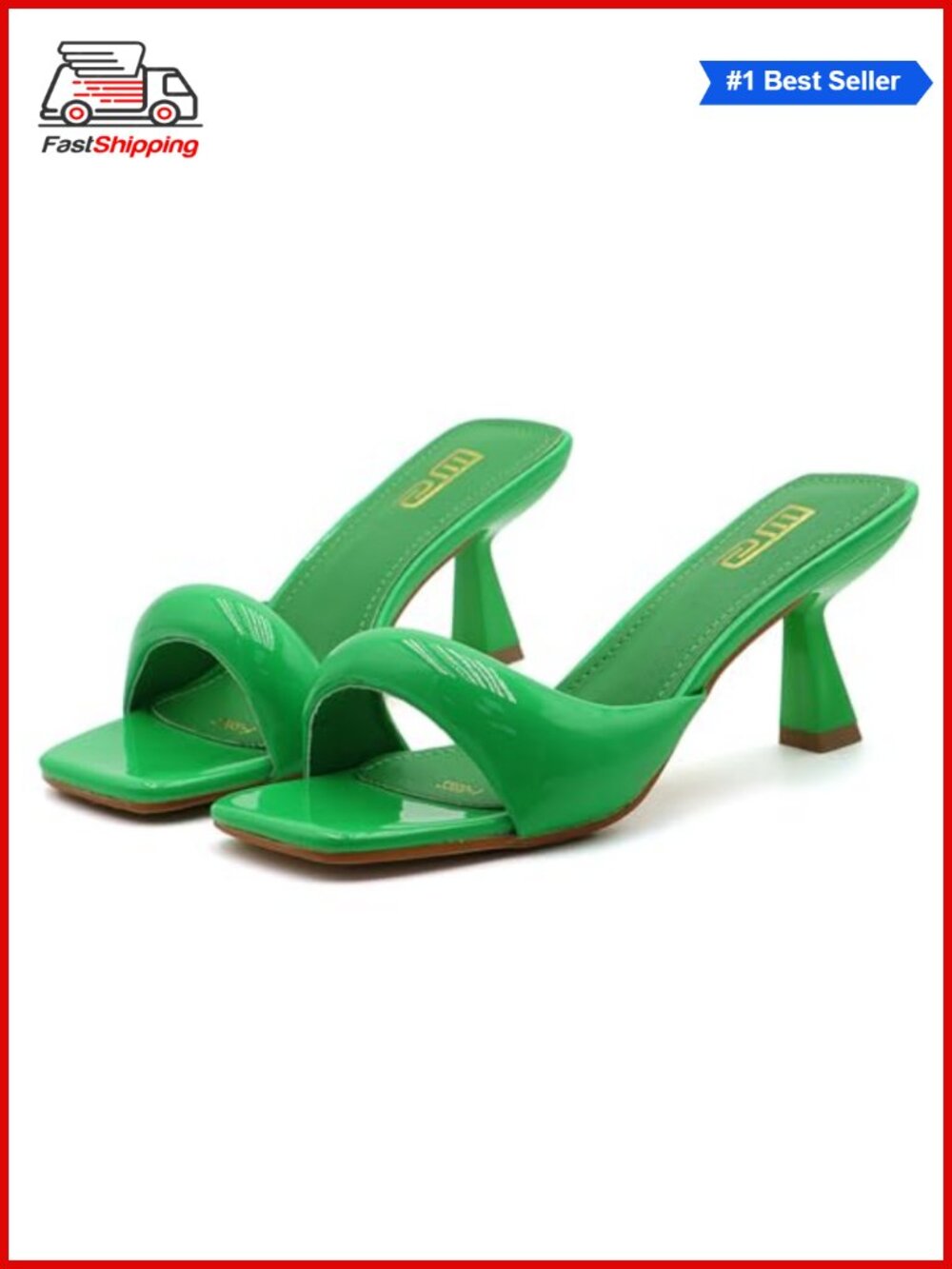 ✨ Leather Square Open Toe Stiletto Slide Sandals Kitten Heel Mule Wedding Party
